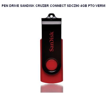 PEN DRIVE SANDISK CRUZER CONNECT SDCZ90 4GB PTO/VERM